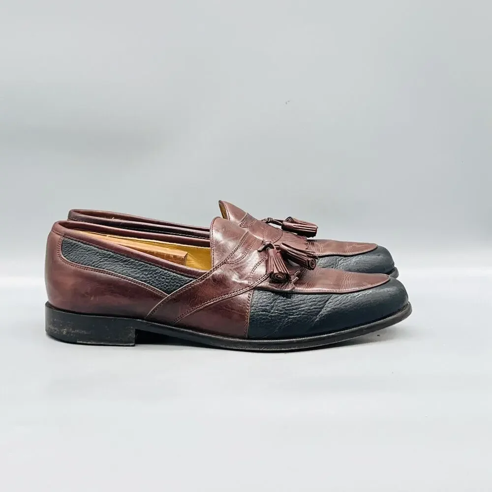 Johnston & Murphy Shoes Mens 10.5 Brown Leather Tassel Loafers Slip On Dress